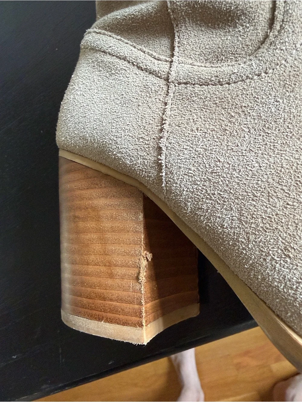 Steve Madden Over-the-Knee Suede Boots in Taupe with Block Heel